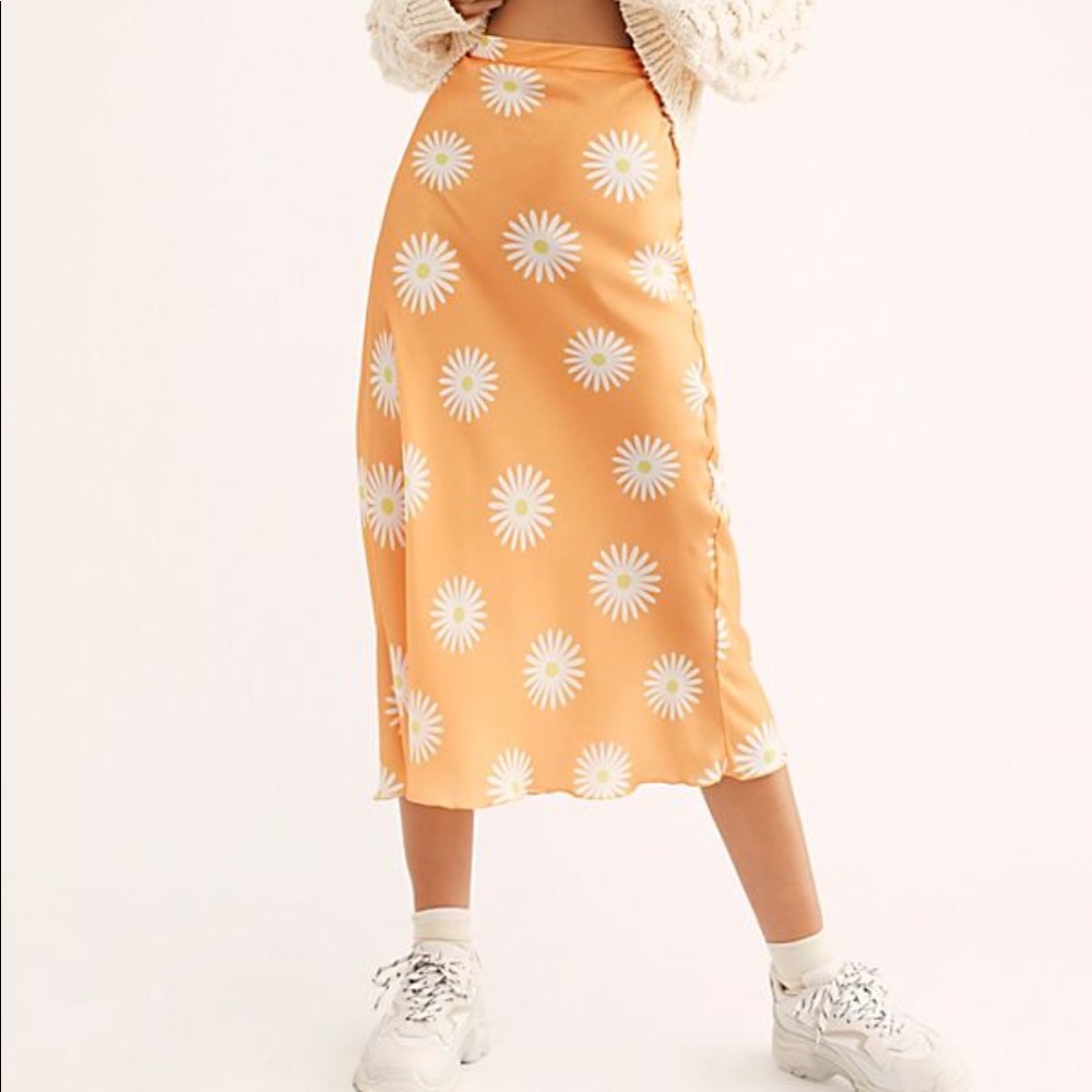 Free people silk midi skirt